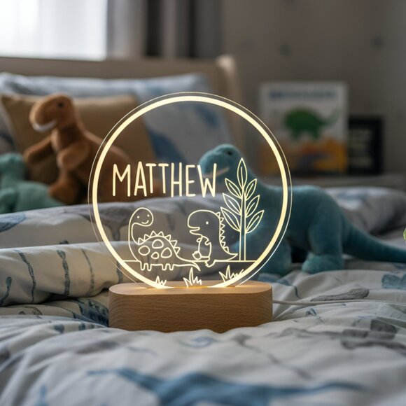 Dinosaur Custom Name Light | Personalized LED Room Decor | Kids Minimalist Gift - Picture 8 of 8